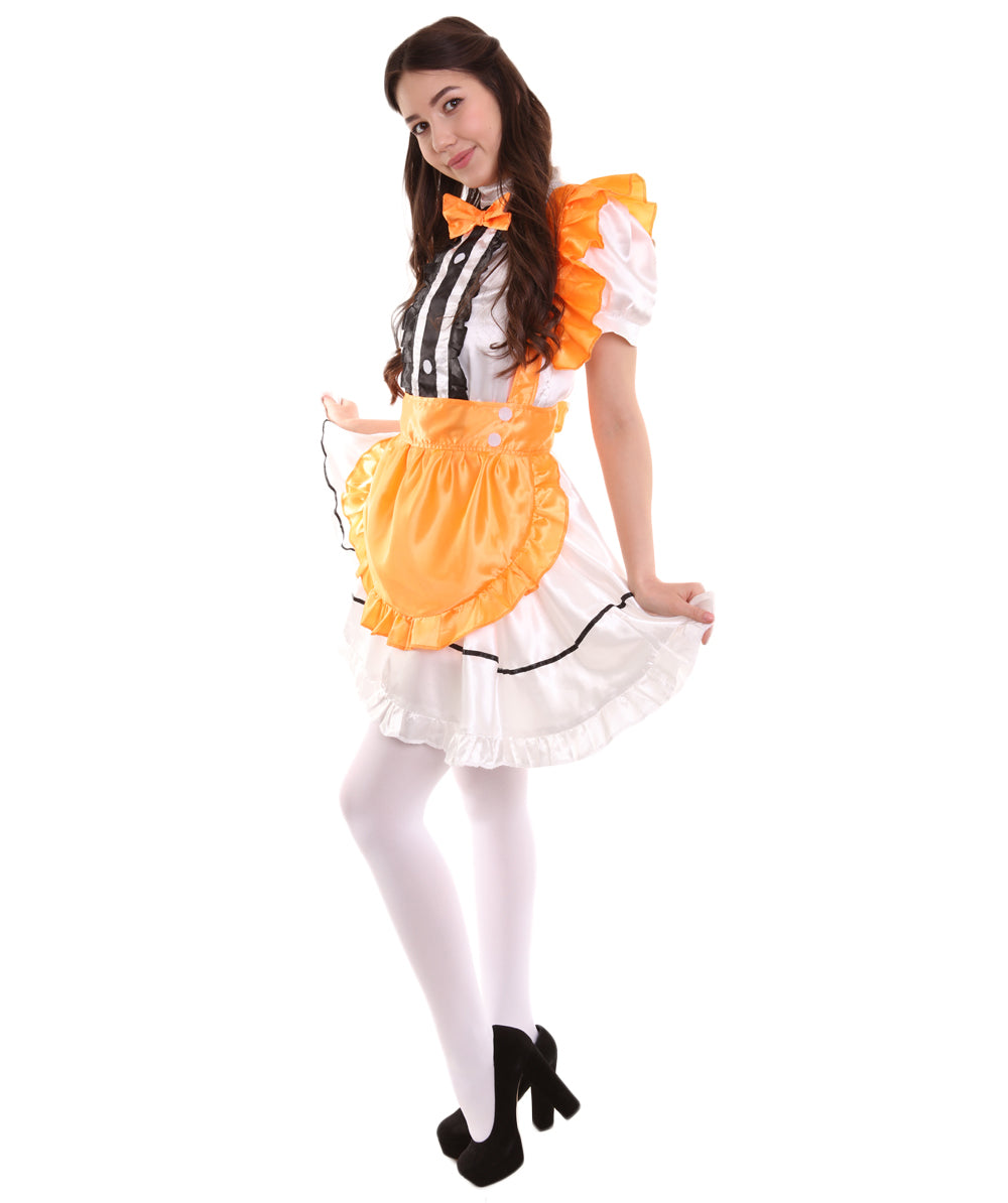 女性用 JCO-326_10 アニメ コスプレ フレンチメイド ファンシー ドレス オレンジ コスプレ コスチューム