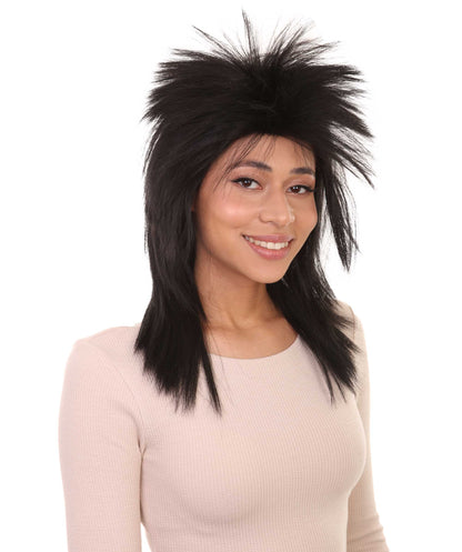 Wigs2you ハロウィン パーティー プレミアム H-1322 簡単に着用でき 快適なフィット感 80 年代女性ブラック ロッカー スタイルウィッグ