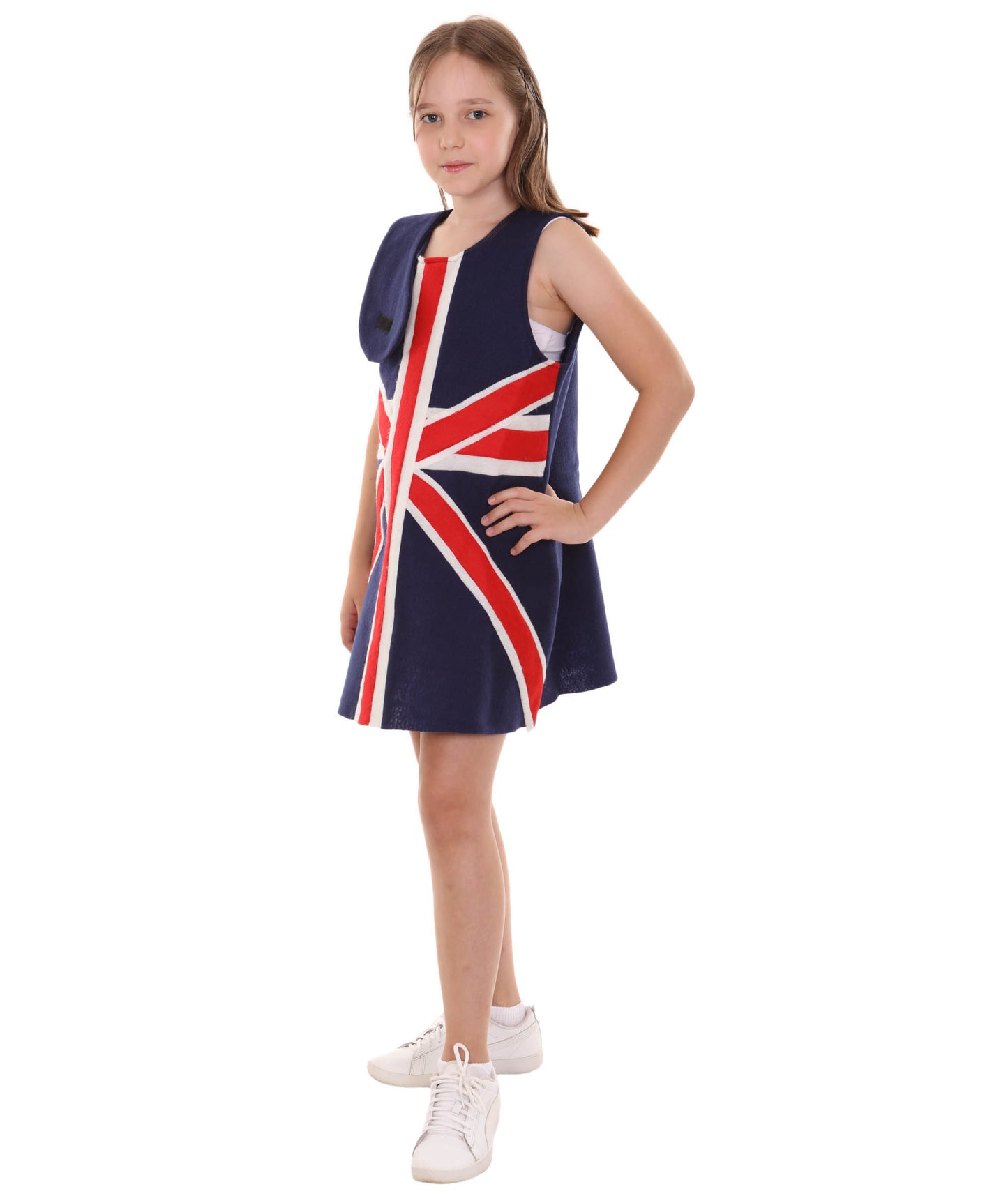子供用女の子 JCO-191(Kids) パトリオティックな祝賀 イギリス フラッグ トロール ドレス スポーツ コスチューム パトリオティック コスプレ コスチューム