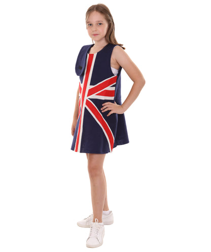 子供用女の子 JCO-191(Kids) パトリオティックな祝賀 イギリス フラッグ トロール ドレス スポーツ コスチューム パトリオティック コスプレ コスチューム