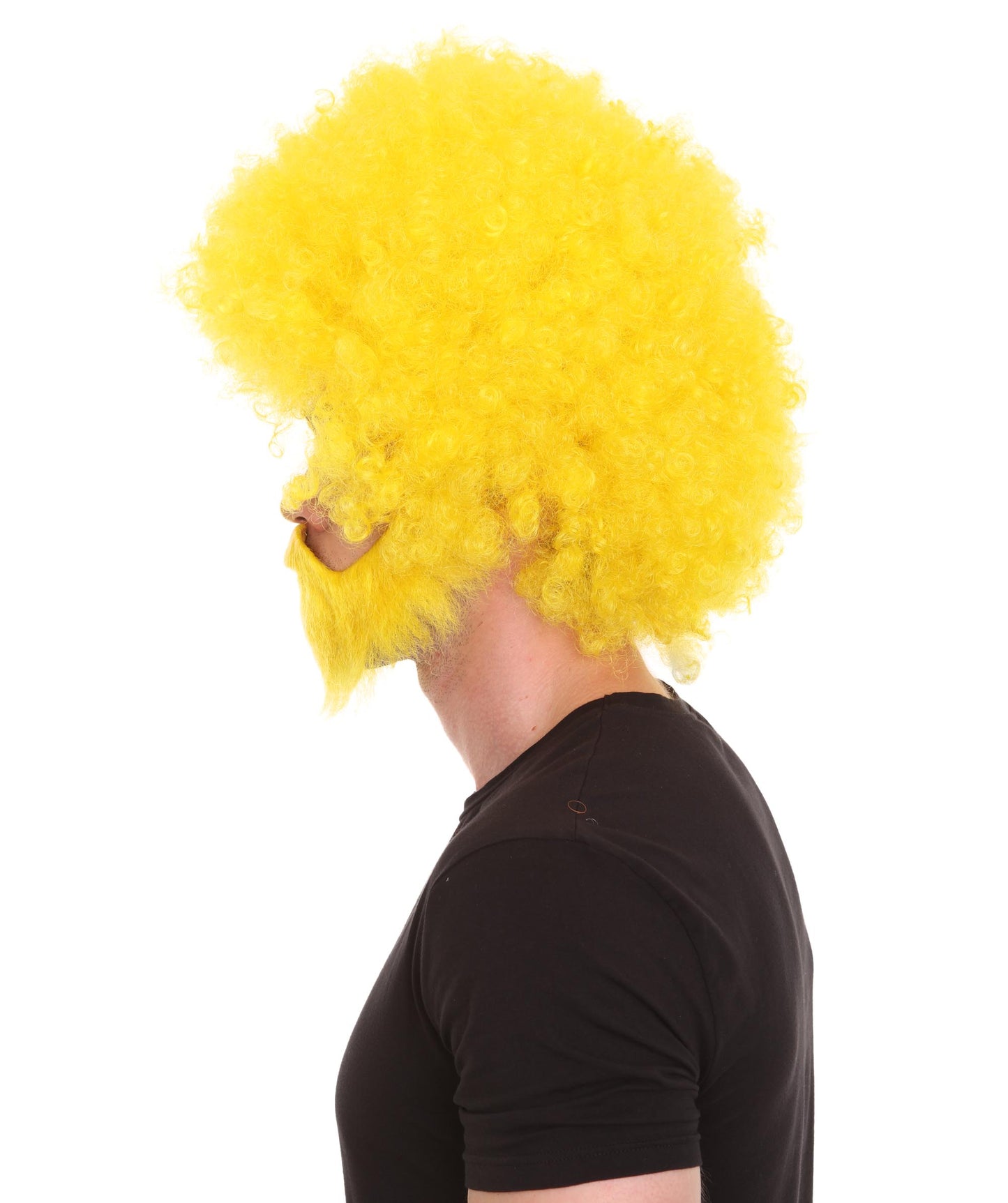 大人 男女兼用 80年代 画家風 アフロウィッグ 顎髭と口髭セット イエロー H-5129 シンプルでクラシックなセレブコスチューム プレミアムハロウィンウィッグ