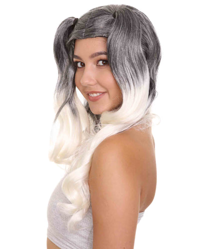 Wigs2you ハロウィンパーティープレミアムレディース H-1862 華やかに見えるツートーンドリー ブラック＆ホワイトウィッグ
