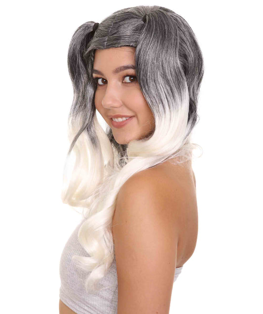 Wigs2you ハロウィンパーティープレミアムレディース H-1862 華やかに見えるツートーンドリー ブラック＆ホワイトウィッグ
