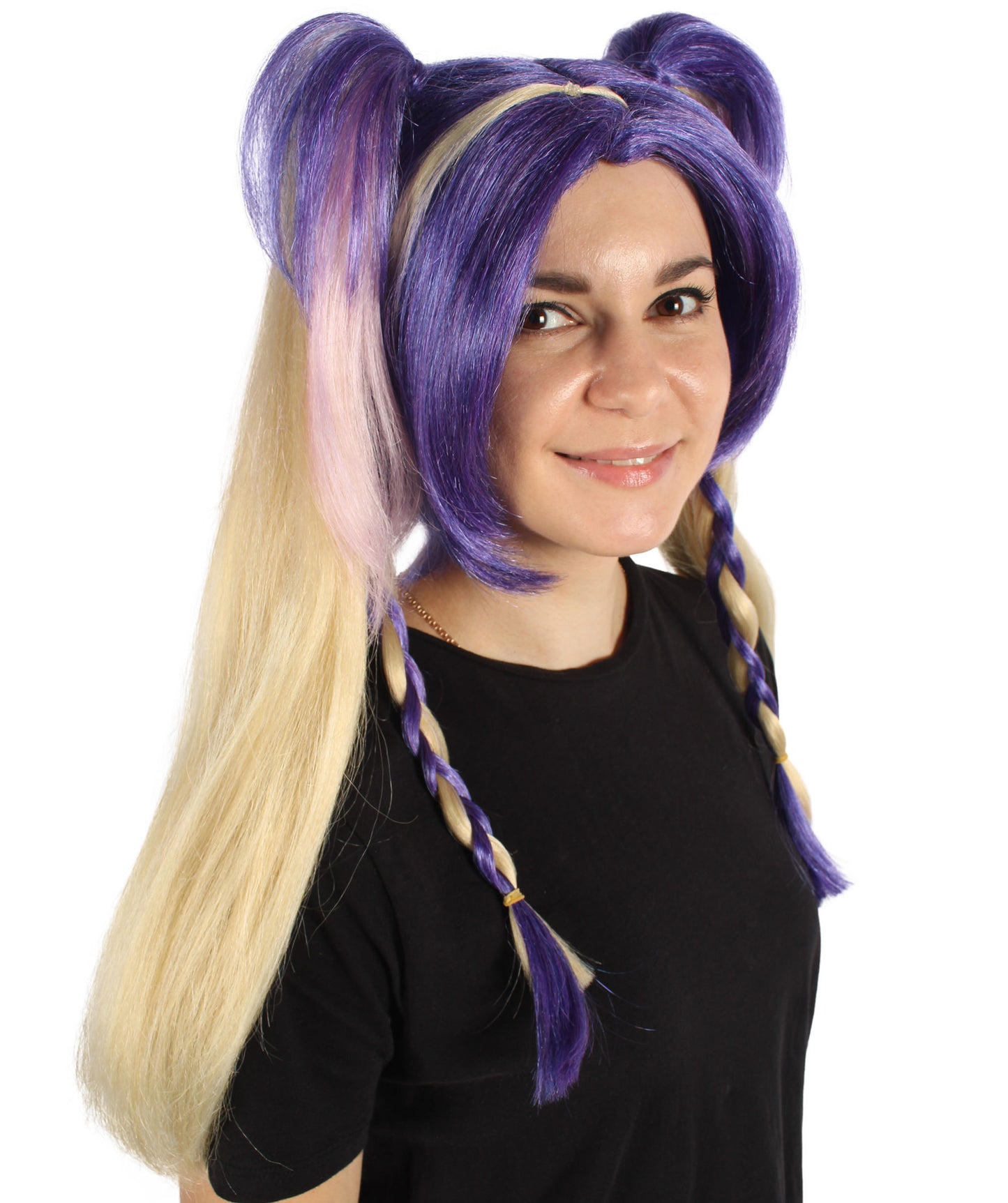 Wigs2you H-6926 レディース パープル＆ブロンド ダブルポニーテールウィッグ｜コスプレウィッグ｜難燃性合成繊維