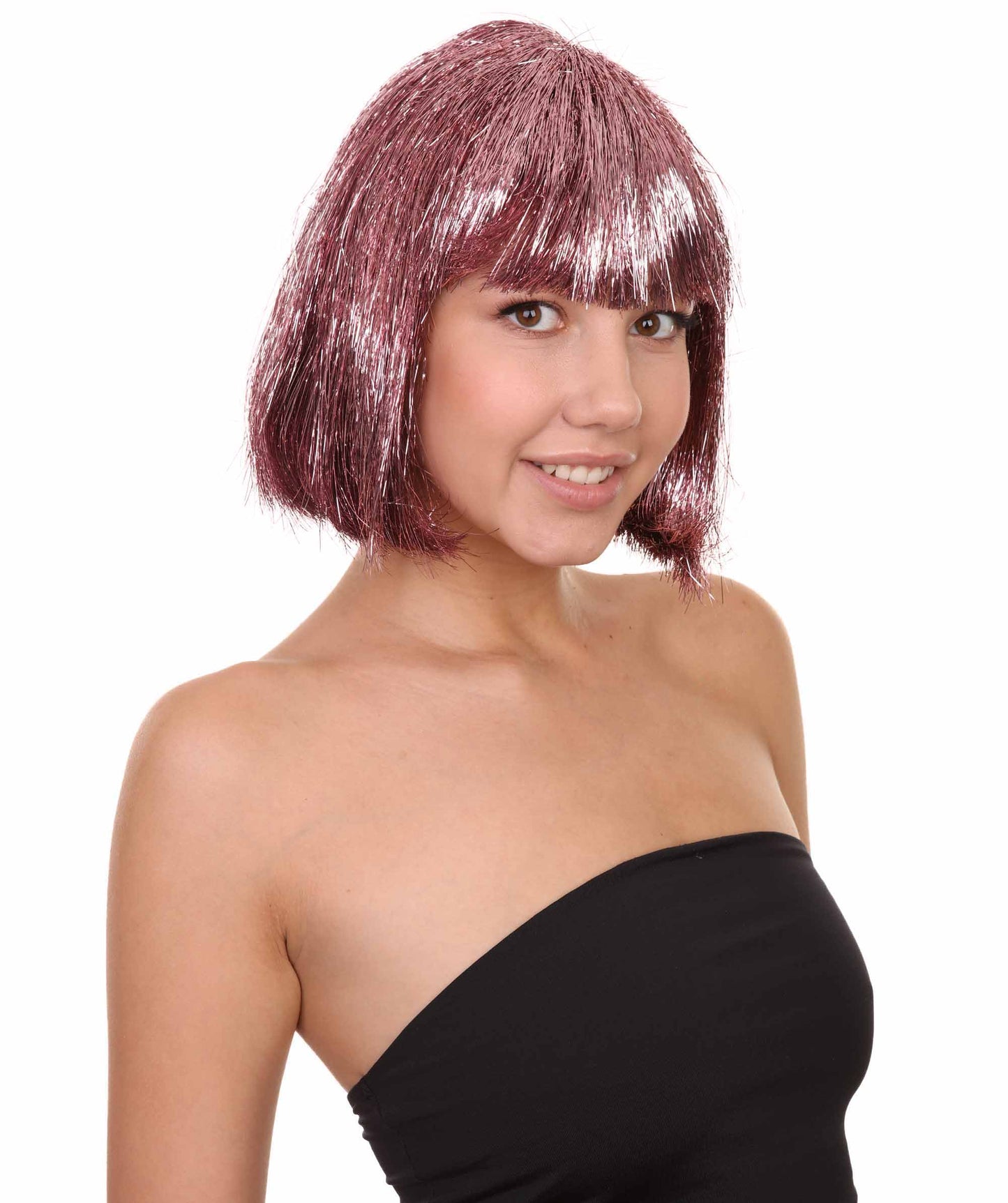 ハロウィンパーティ プレミアムレディース H-5058 パープルティンセルボブウィッグ