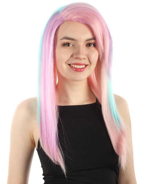 女性用ロングストレートサイドパートコスプレウィッグ ミックスピンク H-5220_24 ファンシースタイル プレミアムハロウィンパーティーウィッグコレクション