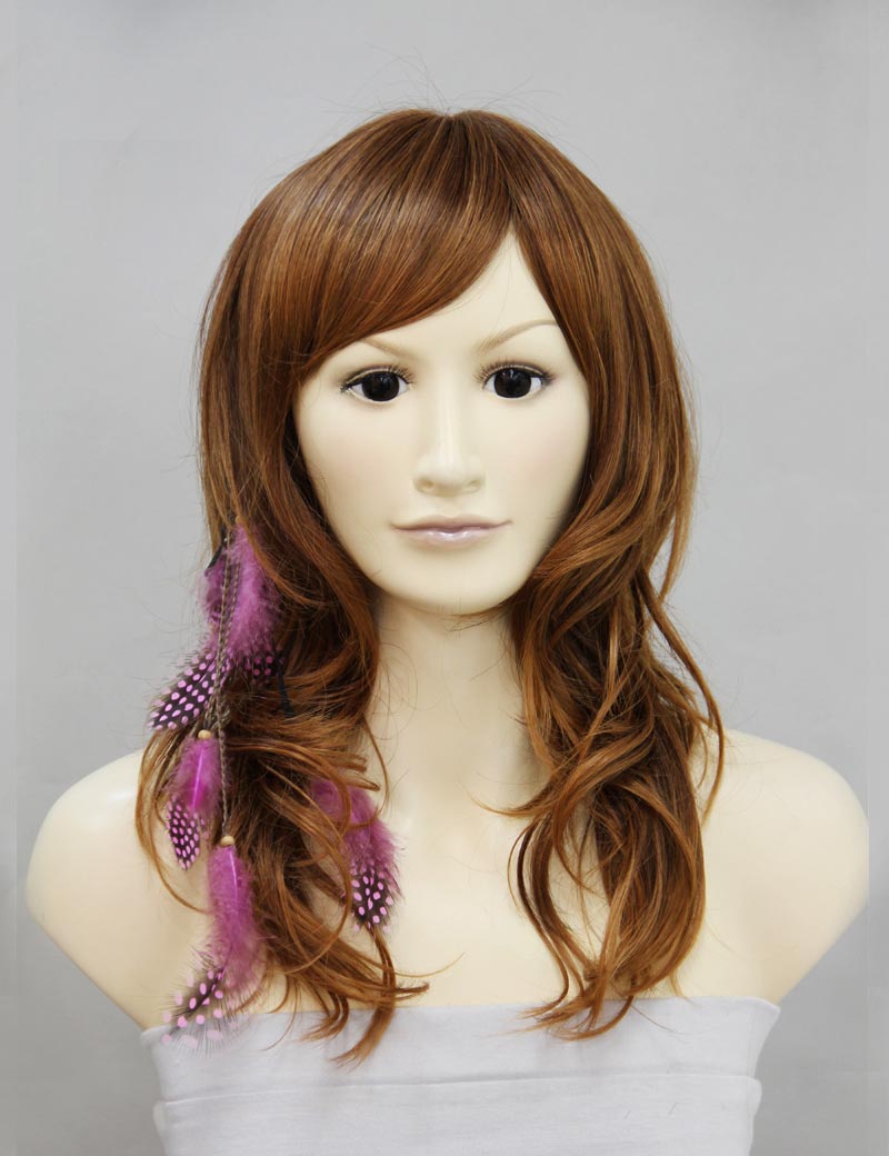 女性 W-909 のおしゃれなアッシュブラウン フェザーエクステンション ヘアアクセサリー 合成繊維