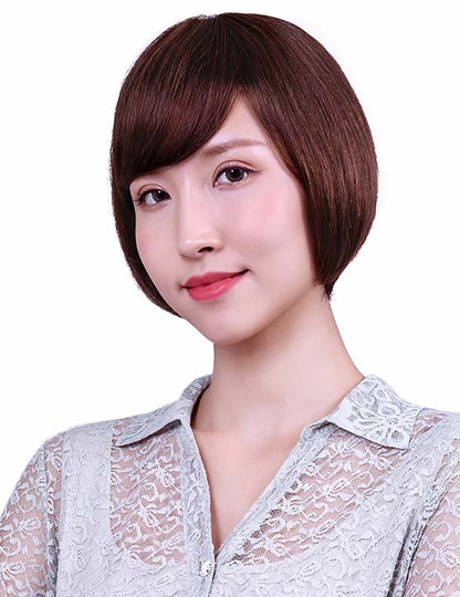 30歳〜40歳 若者の短い HT-022 100% ヒューマンヘア ナチュラルエレガンス ハンドタイド ヒューマンヘア束