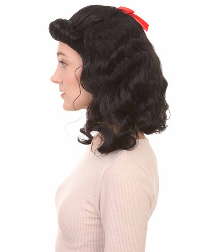 ハロウィンパーティープレミアムレディース H-3085 40sピンアップガールブラックウィッグ レディラグジュアリースタイルパーティーウィッグコレクション
