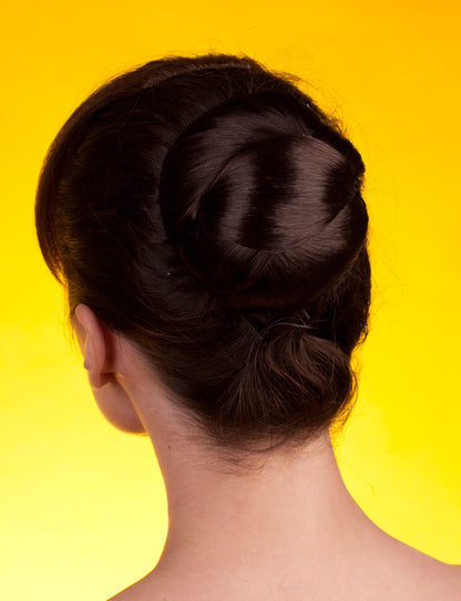 女性 W-8401 のスタイリッシュなバンズヘアスタイル ブラック 合成繊維