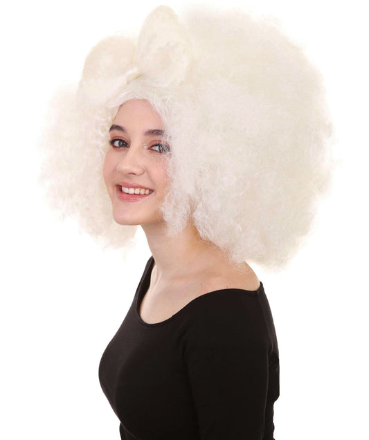 Wigs2you ハロウィン パーティー プレミアム レディース H-1249 着けやすい 快適なフィット感 ホワイト アフロ スモール ボウウィッグ