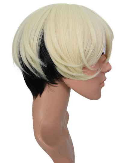 メンズファッション C-095 ショート C-プラチナブロンド/ブラック コスプレヒートスタイラブルウィッグ