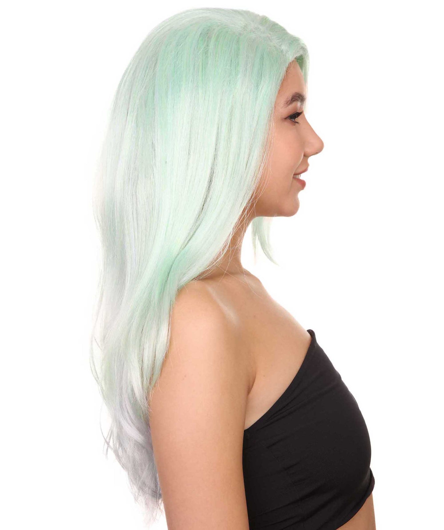 プレミアムハロウィンパーティーレディ H-5413 ロングレングス ハロウィン メイクアップアーティストインフルエンサーウィッグ ライトブルー