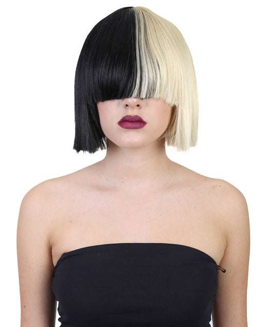 Wigs2you ハロウィンとパーティー プレミアム レディース H-488 SIA ブラックとブロンド ウィッグ Sサイズ