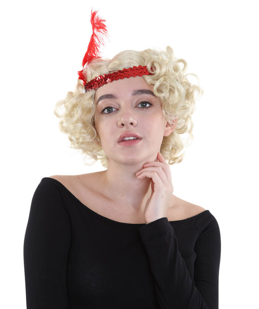 ハリウッド羽フラッパー婦人用かつら ブロンドの性格コスプレ・ハロウィンかつら 割増空気を通すCaplessなキャップH-300