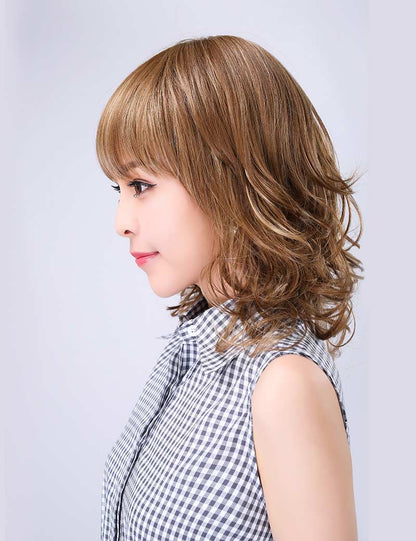 耐熱商品 | ミディアムウィッグ | エアリーカールで女子力UPする人気スタイル | アレンジ自由 | ウィッグネット付き W-160