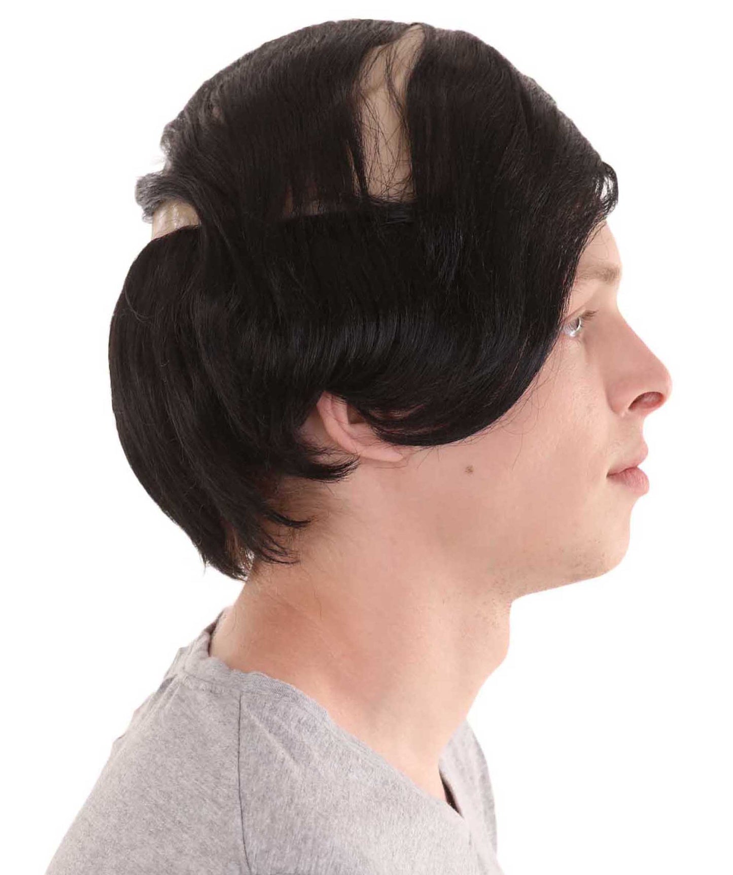 Wigs2you ハロウィンパーティープレミアム H-2145 コンボーバルド男性ブラックウィッグ あなたのためにカスタマイズ 男性の髪の部分の調整プロセス