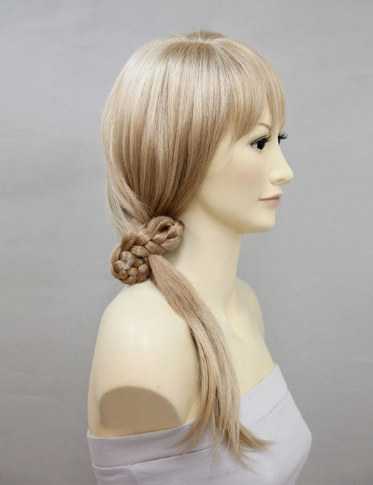 女性 W-8228 のおしゃれなアッシュブロンド リボンとテール付き 三つ編みヘアアクセサリー 合成繊維