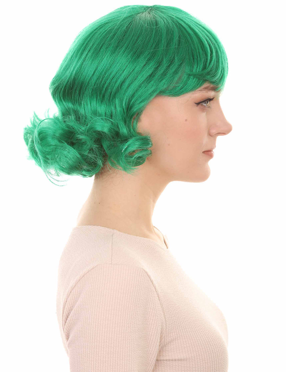 Wigs2you ハロウィン パーティー プレミアム レディース H-1350 着けやすい 快適なフィット感 カーニバル ダークグリーン ウェーブのかかったウィッグ