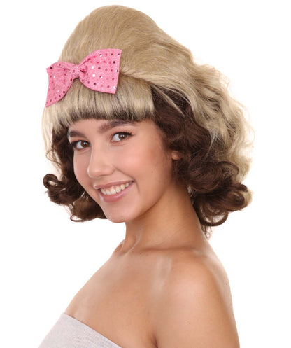 プレミアムハロウィンパーティーレディ H-5406 50'sのフリーティング ブーファントアップドウィッグ ライトブロンドとブラウン