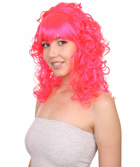 Wigs2you ハロウィンパーティープレミアムレディース H-1731 華やかに見えるピンアップガール ネオンピンクウィッグ