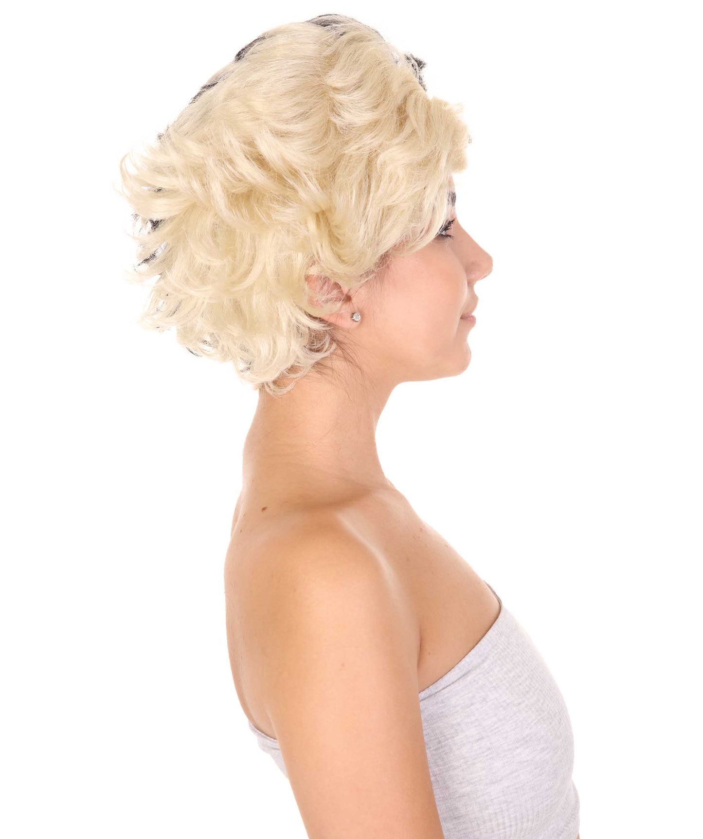 ハロウィンパーティ プレミアムレディース H-5110 ショート ツートーン ブラック＆ホワイト ピクシー ハートバング付き