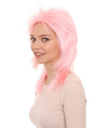 Wigs2you ハロウィン パーティー プレミアム H-1321 簡単に着用でき 快適なフィット感 80 年代女性 Lt ピンク ロッカー スタイルウィッグ