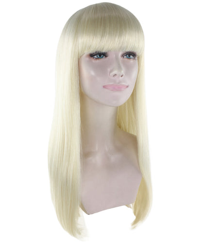 女性用 ロング ブロンド ボブ ウィッグ H-3349 ファンシー パーティー イベント レディ ハロウィン ウィッグ プレミアム通気性 キャプレス キャップ
