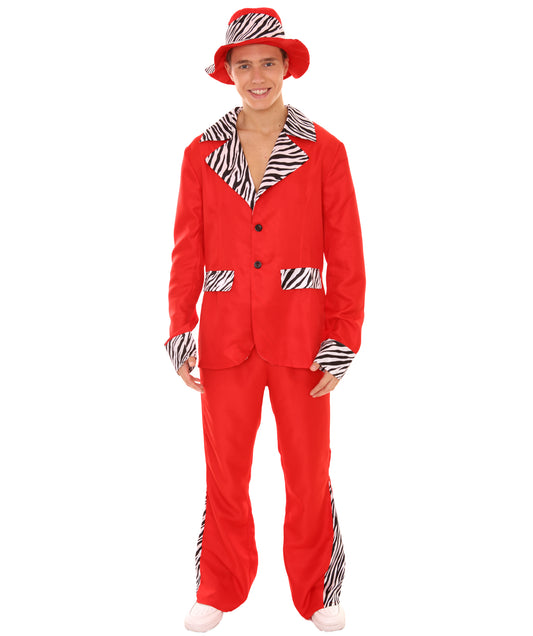 男性 JCP-174 のスウィートダディピンプビンテージコスチューム レッド ハロウィンコスチューム