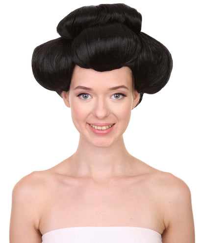 プレミアムハロウィンパーティー 女性 H-5389 ショートレングス アップド ハロウィン アニメーションゲイシャウォリアーウィッグ ブラック