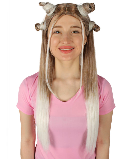 女性用 H-5840 セレブリティ オンブル ブロンド ウィッグ I ハロウィンに最適 難燃性合成繊維
