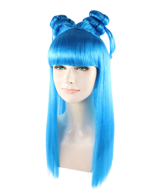 Wigs2you ハロウィン パーティー プレミアム レディース H-1227 快適なフィット感 ネオンブルー アジアン プリンセス ウィッグ