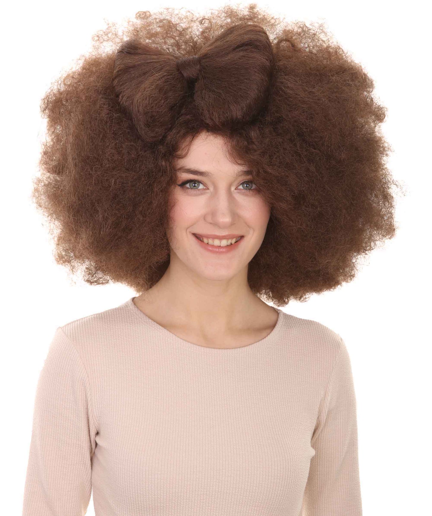 Wigs2you ハロウィン パーティー プレミアム レディース H-1258 着けやすい 快適なフィット感 アフロ スモール ボウウィッグ ブラウン