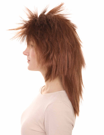Wigs2you ハロウィン パーティー プレミアム H-1331 簡単に着用でき 快適なフィット感 80 年代女性ミドル ブラウン ロッカー スタイルウィッグ
