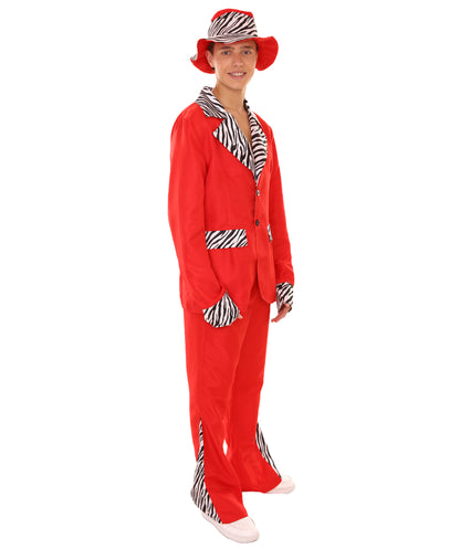 男性 JCP-174 のスウィートダディピンプビンテージコスチューム レッド ハロウィンコスチューム