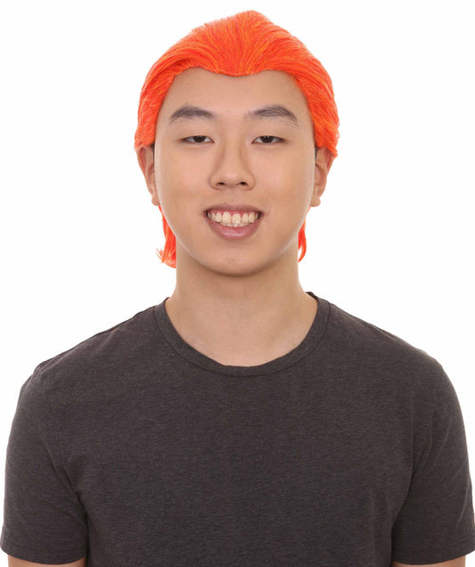 オールバック オレンジ ウィッグ H-2335 コスプレ ハロウィン ウィッグ プレミアム 通気性のあるキャプレスキャップ