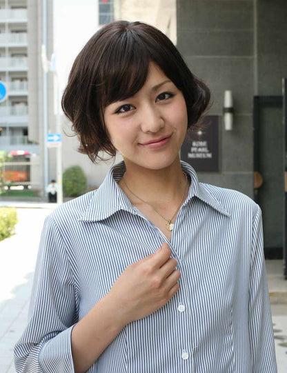 人毛と耐熱ファイバーのミックス, 毛先のカールがかわいいショートスタイル！ ウィッグネット付きHHB-039