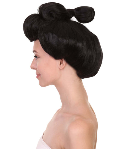 プレミアムハロウィンパーティー 女性 H-5389 ショートレングス アップド ハロウィン アニメーションゲイシャウォリアーウィッグ ブラック
