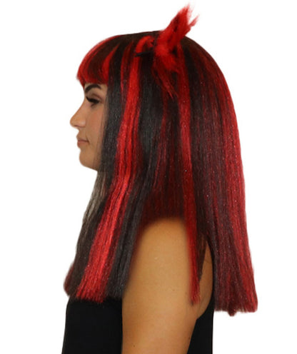 バットブラック&レッドウィッグ H-3607 ミディアムボブコスプレハロウィンウィッグ プレミアム 通気性の良い キャップレスキャップ