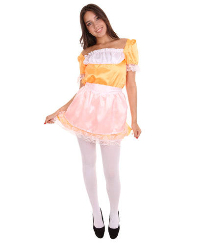 女性用 JCO-343_9 伝統的なメイド制服コスプレ オレンジコスチューム