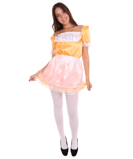 女性用 JCO-343_9 伝統的なメイド制服コスプレ オレンジコスチューム