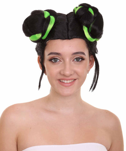 レディース ユーロビジョンソングコンテスト2018 ネッタ・バルツィライ バンズ マルチカラーウィッグ H-4692 セレブリティウィッグ プレミアム通気性キャップレスキャップ