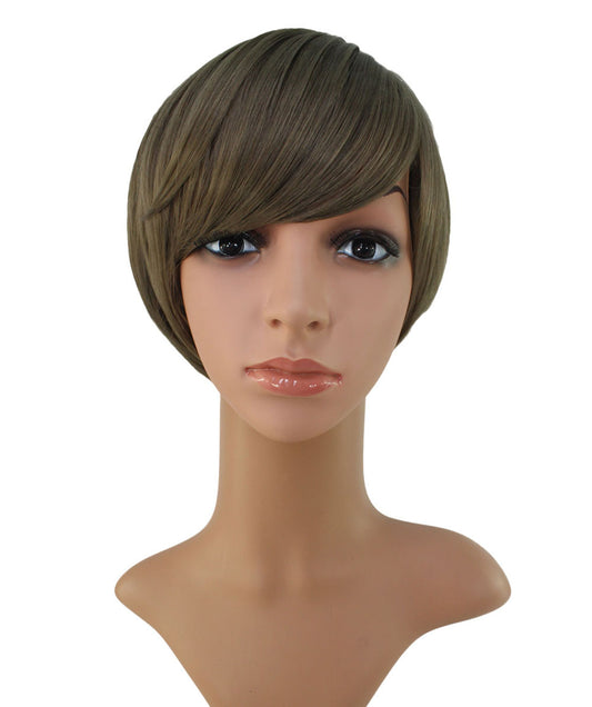 耐熱商品。束間の有る毛流れがおしゃれ、カジュアルになり過ぎない女っぽいショートスタイルです。 ウィッグネット付きW-1009 
