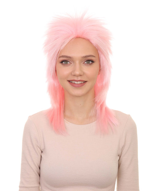 Wigs2you ハロウィン パーティー プレミアム H-1321 簡単に着用でき 快適なフィット感 80 年代女性 Lt ピンク ロッカー スタイルウィッグ