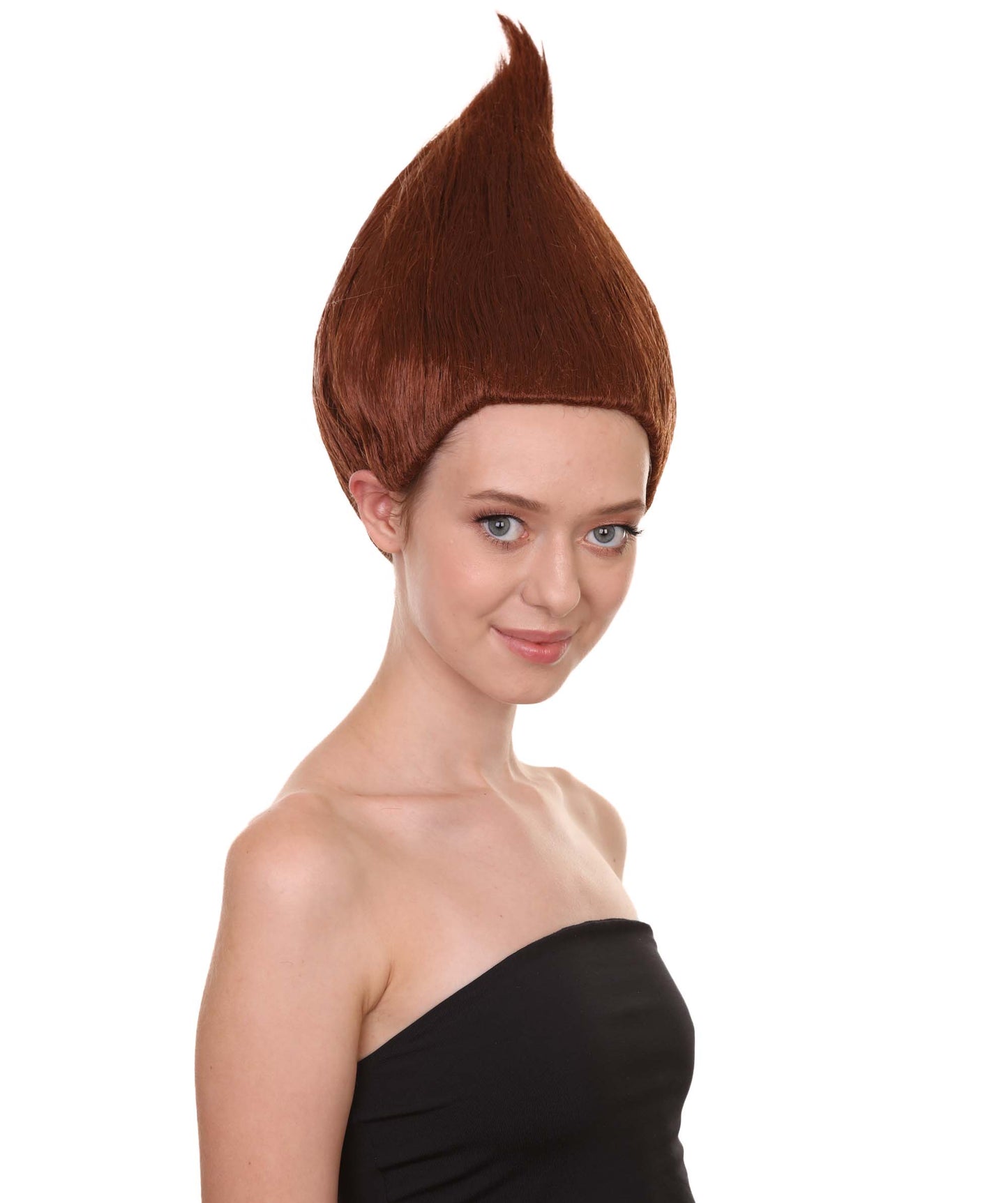 大人の女性用ドワーフウィッグ H-3455 ダークブラウン プレミアム通気性のあるキャップレスキャップ