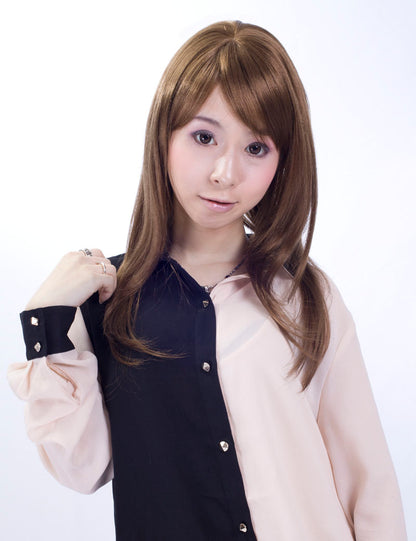 定番の人気商品です！ストレートロングスタイル  ウィッグ1つで簡単にサラサラヘアーに！ ウィッグネット付き W-407
