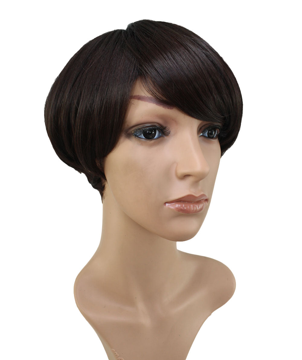 "耐熱商品☆ショートでも可愛くオシャレに♪ 丸みのあるシルエットが綺麗なショートボブスタイル♪ ウィッグネット付き♪W-554 "