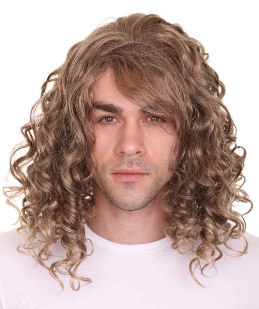 Wigs2you ハロウィン パーティー プレミアム メンズ H-638 ロング カーリー ブラウン カラー スラッカー ウィッグ