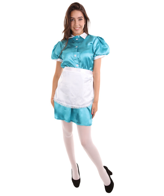 大人用女性の JCO-328_19 フレンチエプロンメイド制服 アクアブルー コスプレコスチューム