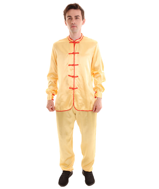 大人用メンズ JCO-269_4 中国の伝統的なカンフー ライトゴールドサテン 制服 コスプレ衣装